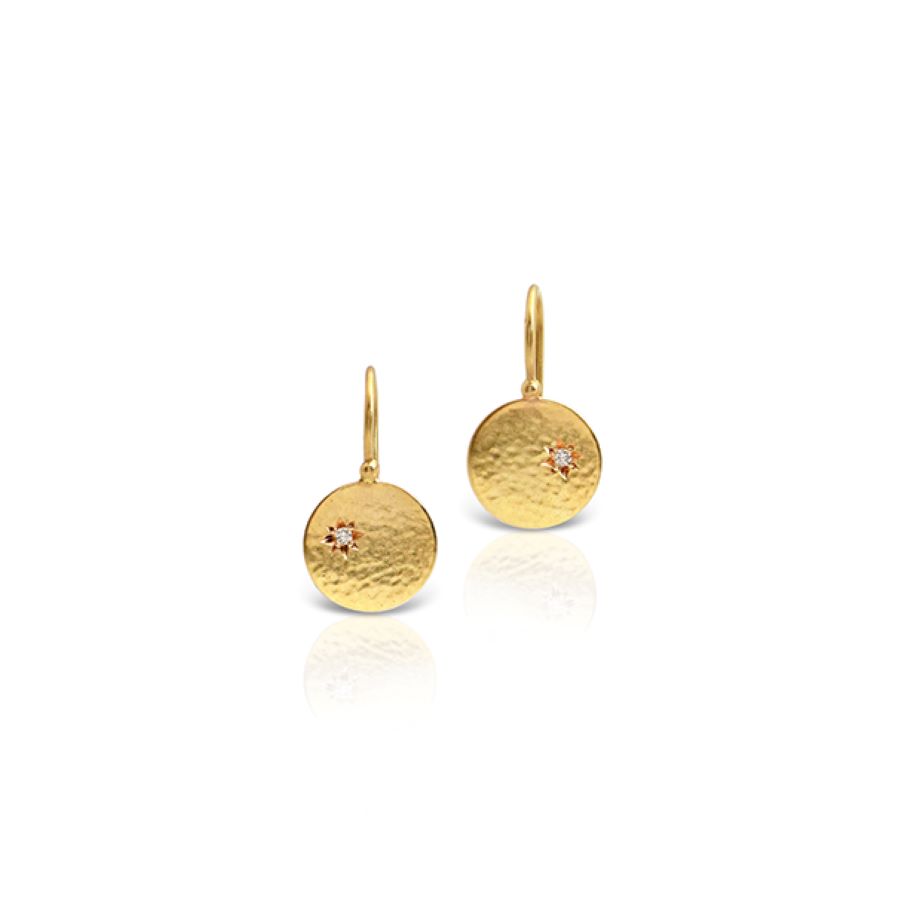 LALAOUNIS AFAIA DISC EARRINGS IN 18K GOLD AND DIAMONDS