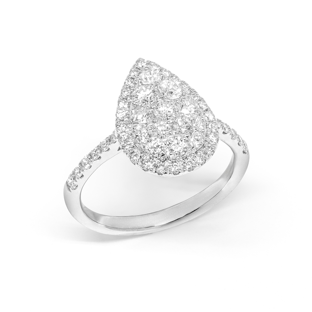 Δαχτυλίδι μονόπετρο  διαμαντένιο σε pear shape από λευκόχρυσο 18k