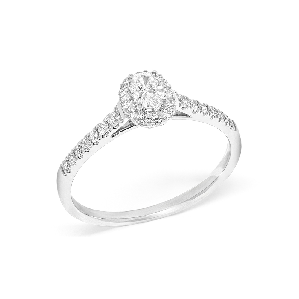 Δαχτυλίδι μονόπετρο vintage με oval diamond  από λευκόχρυσο 18k