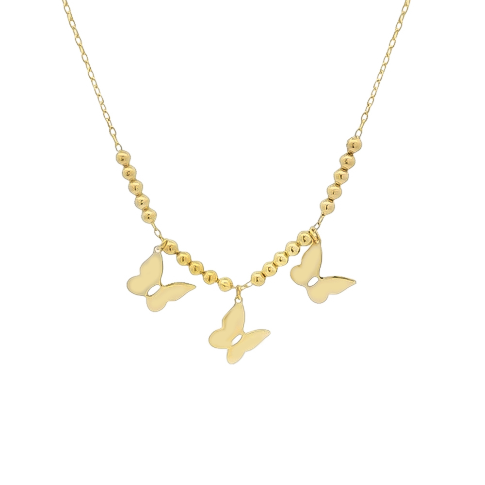 Κολλιέ από κίτρινο χρυσό 14k με πεταλούδες