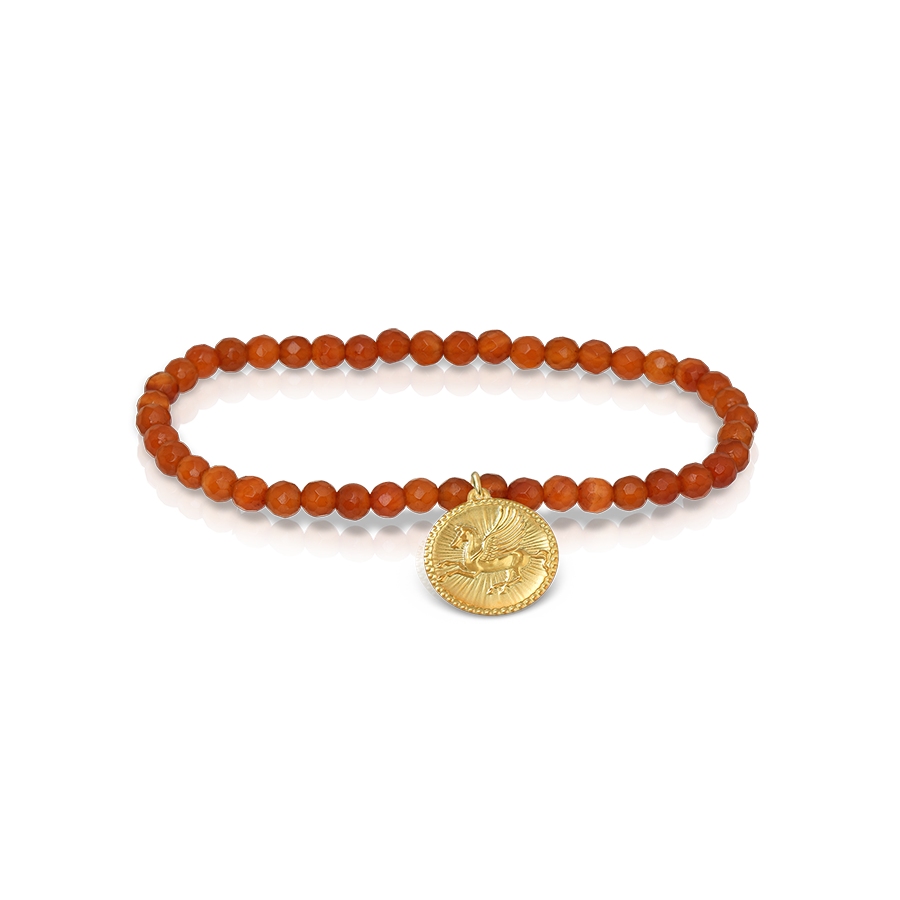 ΓΟΥΡΙ ΛΑΛΑΟΥΝΗΣ 2026 Βραχιόλι Με Carnelian Και Παντατίφ ΠΗΓΑΣΟΣ Από Χρυσό 18k