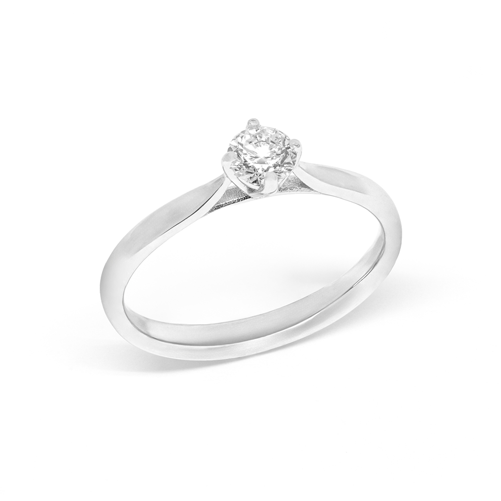 Δαχτυλίδι διαμαντένιο μονόπετρο από λευκόχρυσο 18k