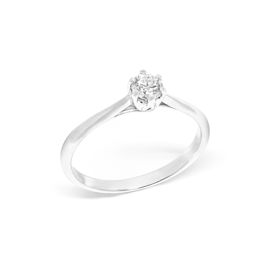 Δαχτυλίδι διαμαντένιο μονόπετρο από λευκόχρυσο 18k