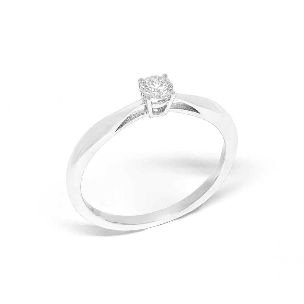 Δαχτυλίδι διαμαντένιο μονόπετρο από λευκόχρυσο 18k